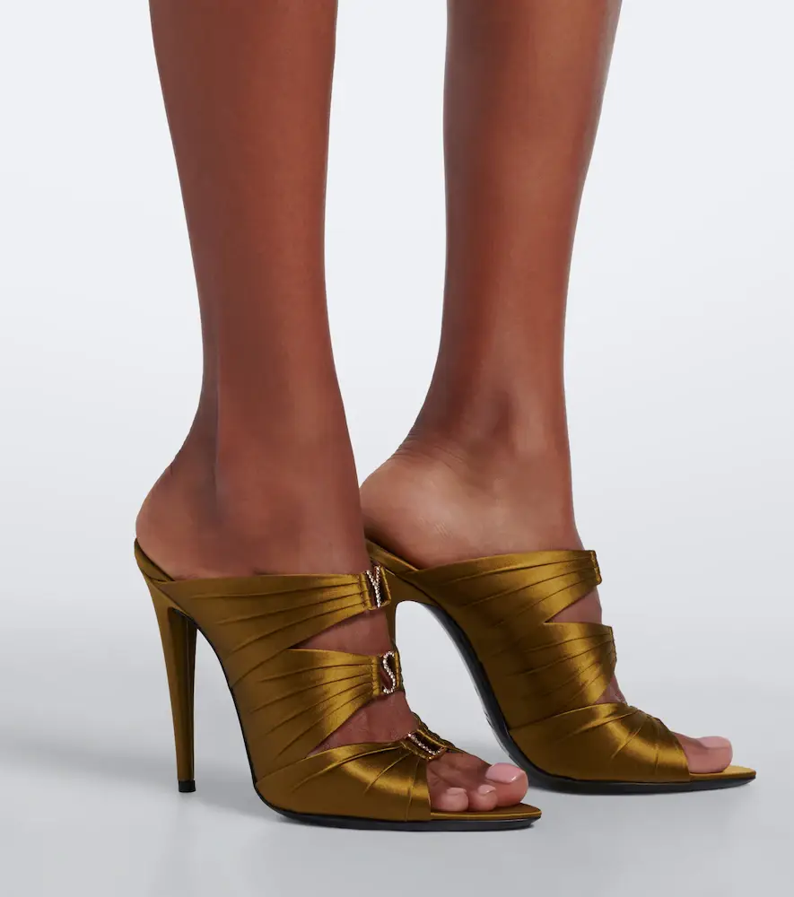 Saint Laurent Emilie embellished crêpe satin mules | Thumbnail 6 Saint Laurent Emilie embellished crêpe satin mules | Thumbnail 6
