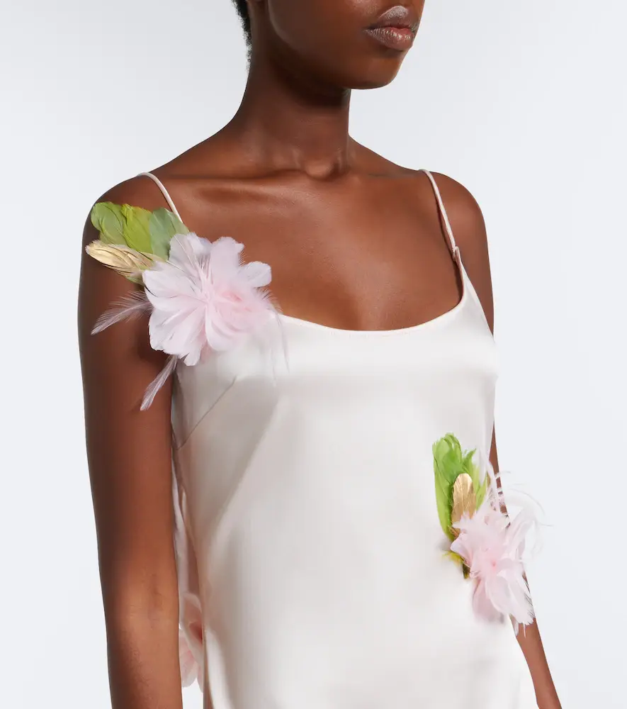 The New Arrivals Ilkyaz Ozel Nara feather-trimmed satin gown | Thumbnail 3 The New Arrivals Ilkyaz Ozel Nara feather-trimmed satin gown | Thumbnail 3