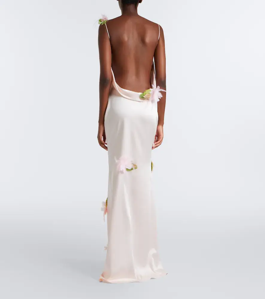 The New Arrivals Ilkyaz Ozel Nara feather-trimmed satin gown | Thumbnail 4 The New Arrivals Ilkyaz Ozel Nara feather-trimmed satin gown | Thumbnail 4