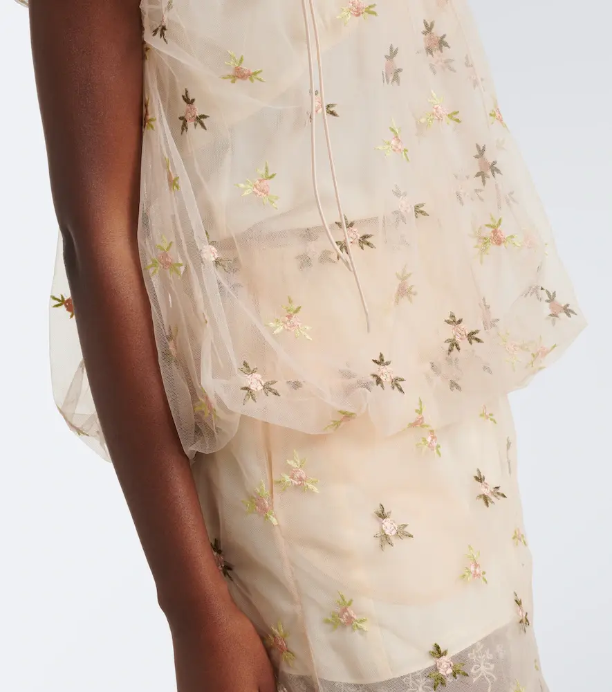 Simone Rocha Embroidered gathered tulle top | Thumbnail 4 Simone Rocha Embroidered gathered tulle top | Thumbnail 4