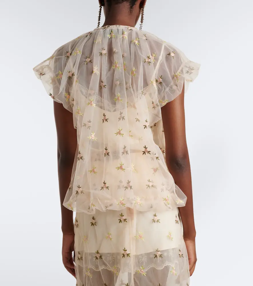 Simone Rocha Embroidered gathered tulle top | Thumbnail 5 Simone Rocha Embroidered gathered tulle top | Thumbnail 5