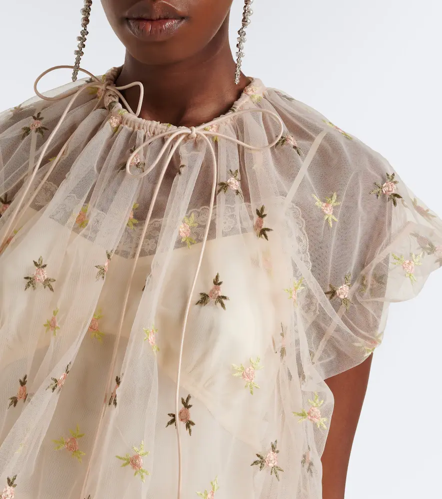 Simone Rocha Embroidered gathered tulle top | Thumbnail 6 Simone Rocha Embroidered gathered tulle top | Thumbnail 6