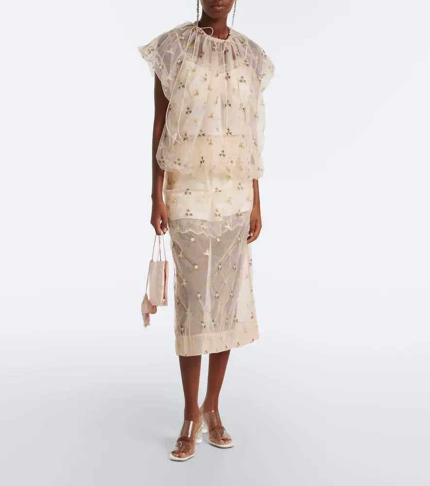 Simone Rocha Embroidered tulle midi skirt | Thumbnail 2 Simone Rocha Embroidered tulle midi skirt | Thumbnail 2