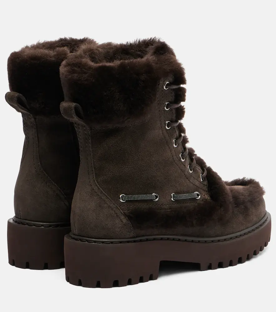 Brunello Cucinelli Monili shearling-trimmed suede lace-up boots | Thumbnail 2 Brunello Cucinelli Monili shearling-trimmed suede lace-up boots | Thumbnail 2