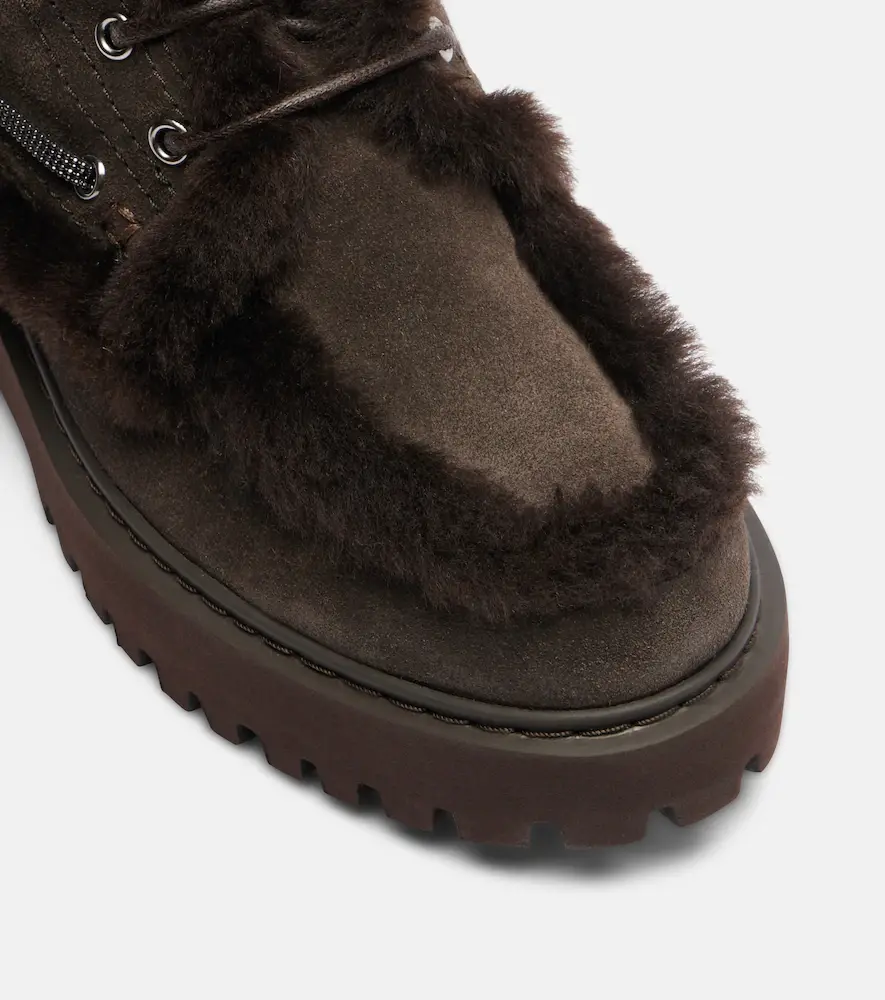 Brunello Cucinelli Monili shearling-trimmed suede lace-up boots | Thumbnail 5 Brunello Cucinelli Monili shearling-trimmed suede lace-up boots | Thumbnail 5