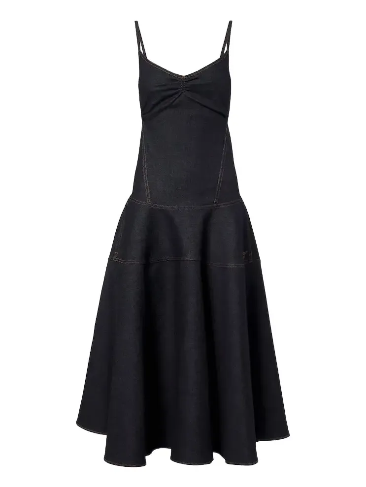 Pina de-Nîmes gathered denim midi dress