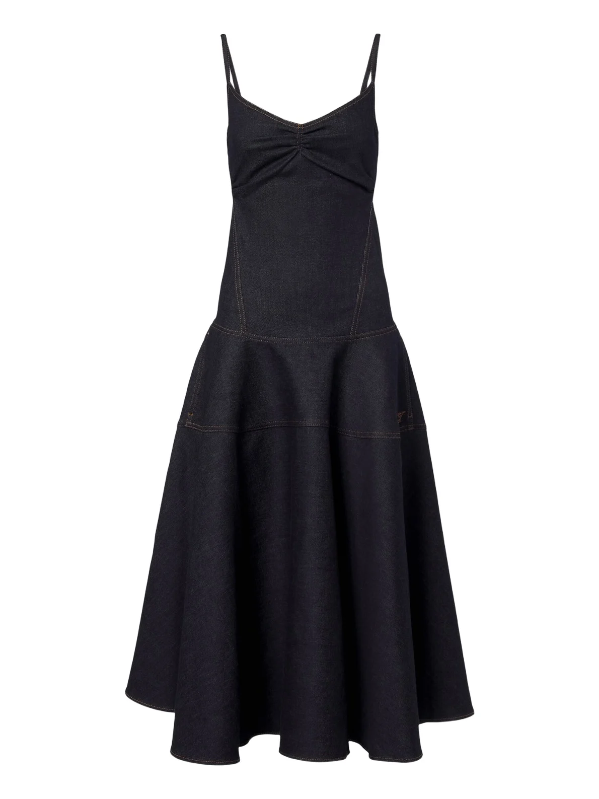 Pina de-Nîmes gathered denim midi dress Pina de-Nîmes gathered denim midi dress