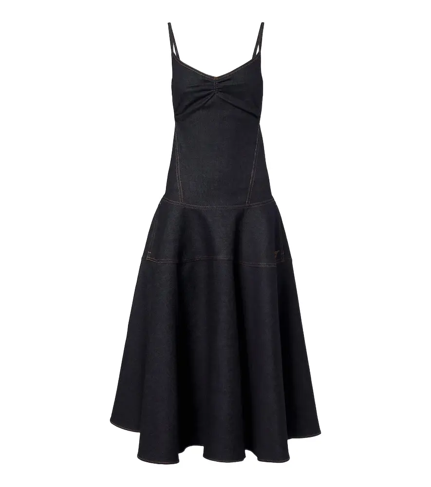 Jacquemus Pina de-Nîmes gathered denim midi dress | Image 1 Jacquemus Pina de-Nîmes gathered denim midi dress | Image 1