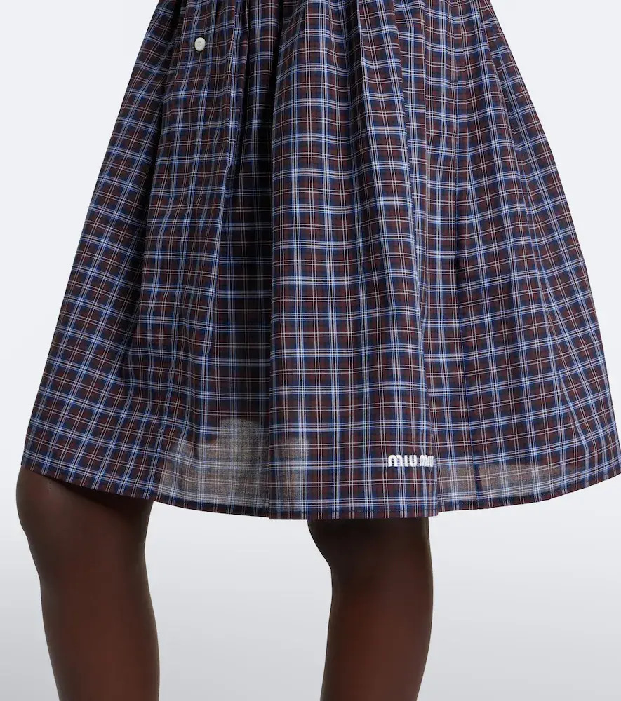 Miu Miu Checked cotton poplin miniskirt | Thumbnail 3 Miu Miu Checked cotton poplin miniskirt | Thumbnail 3