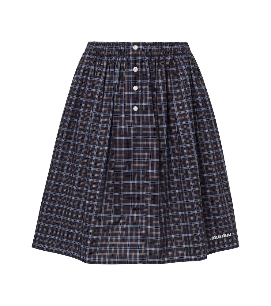 Miu Miu Checked cotton poplin miniskirt | Image 1 Miu Miu Checked cotton poplin miniskirt | Image 1