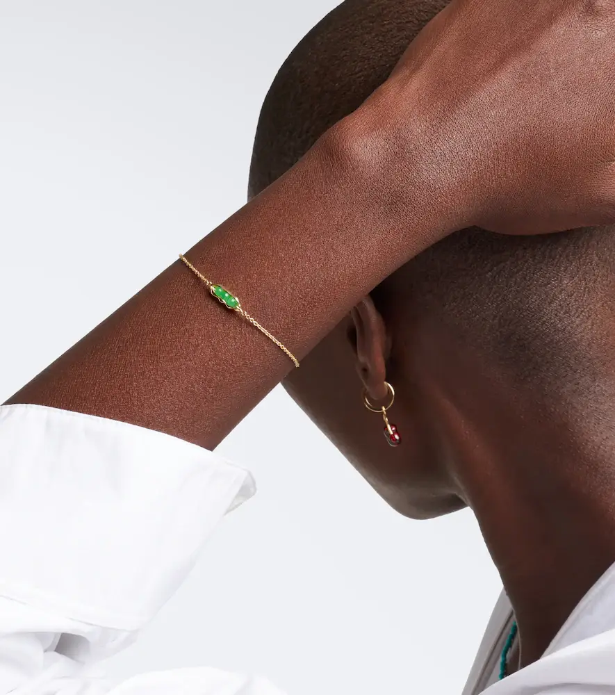 Sydney Evan Pea Pod 14kt gold bracelet with jades | Thumbnail 2 Sydney Evan Pea Pod 14kt gold bracelet with jades | Thumbnail 2