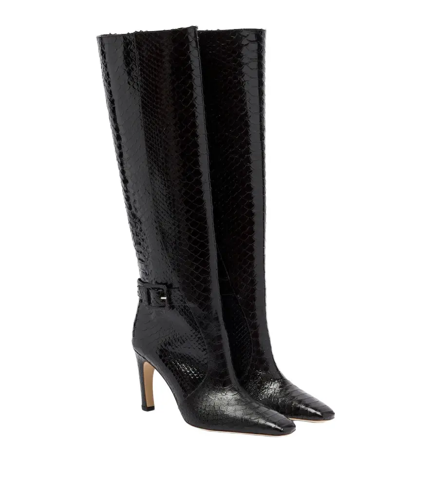 Malone Souliers Raven croc-effect leather knee-high boots | Image 1 Malone Souliers Raven croc-effect leather knee-high boots | Image 1