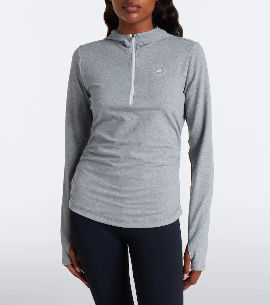 adidas by Stella McCartney Logo jersey half-zip hoodie | Thumbnail 4 adidas by Stella McCartney Logo jersey half-zip hoodie | Thumbnail 4