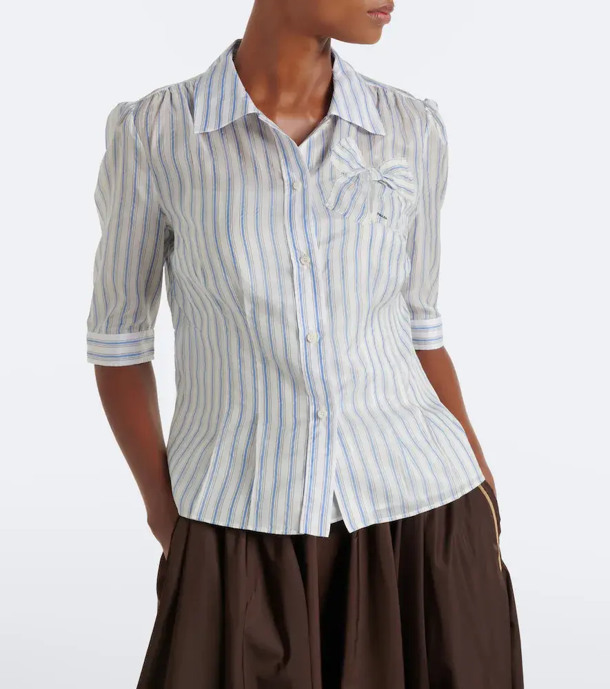 Prada Bow-detail striped shirt | Thumbnail 4 Prada Bow-detail striped shirt | Thumbnail 4