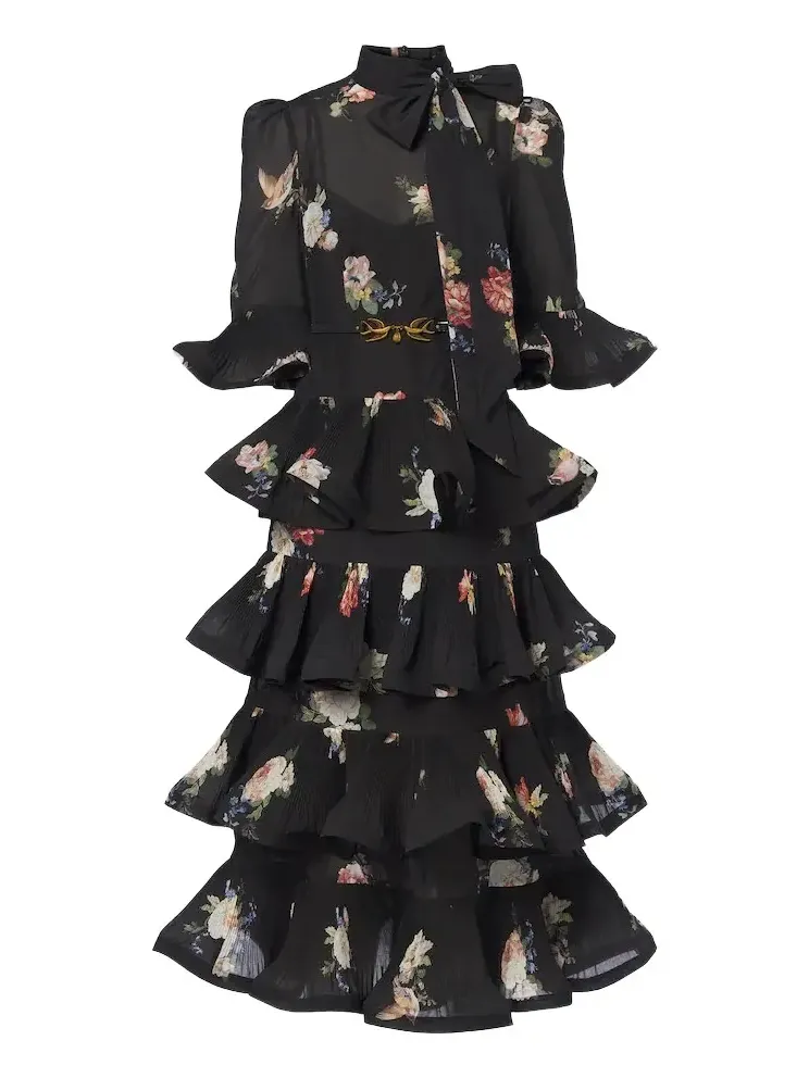 Floral pleated ruffled midi dress Floral pleated ruffled midi dress