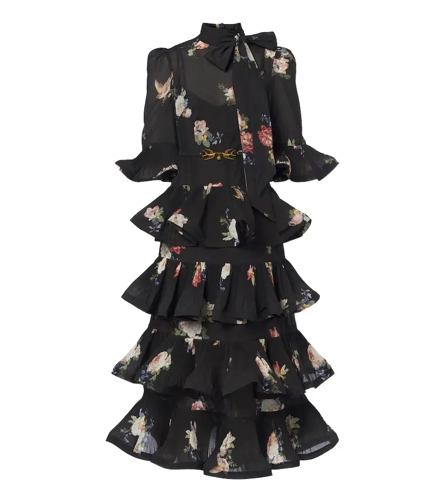 Zimmermann Floral pleated ruffled midi dress | Image 1 Zimmermann Floral pleated ruffled midi dress | Image 1