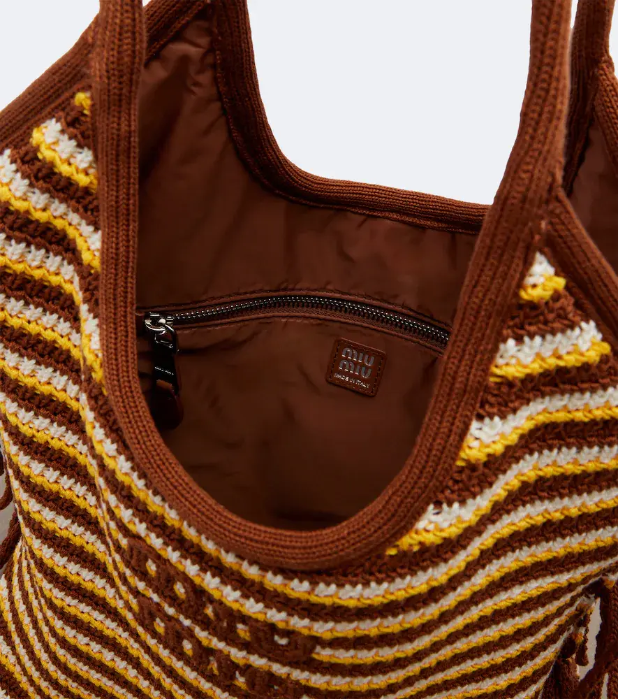 Miu Miu Ivy crochet striped shopper | Thumbnail 4