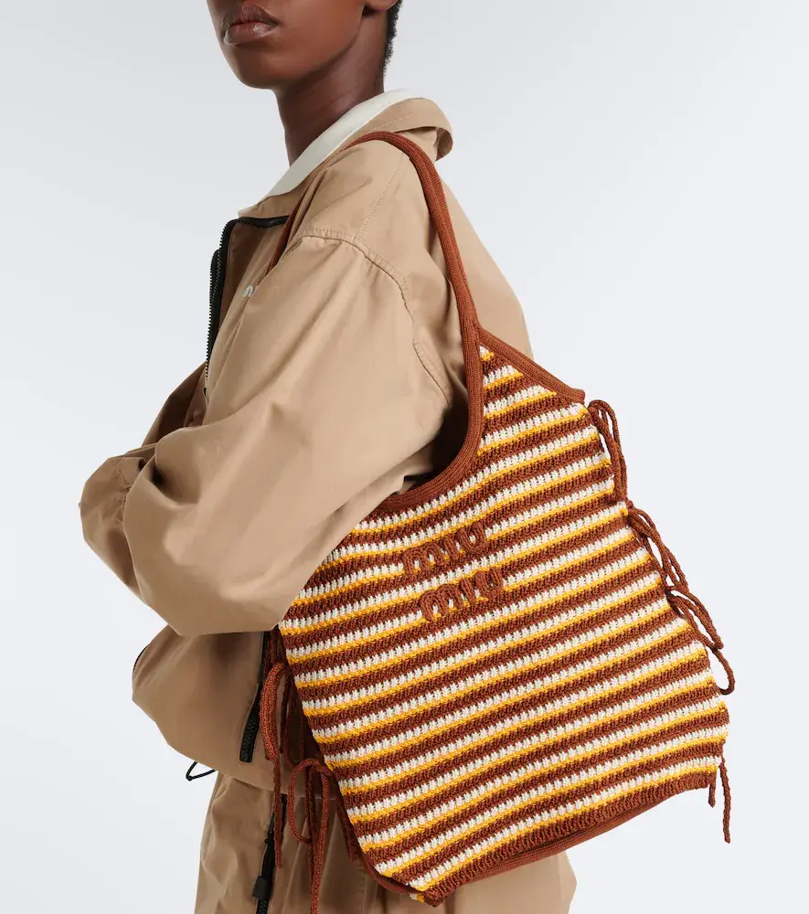 Miu Miu Ivy crochet striped shopper | Thumbnail 6