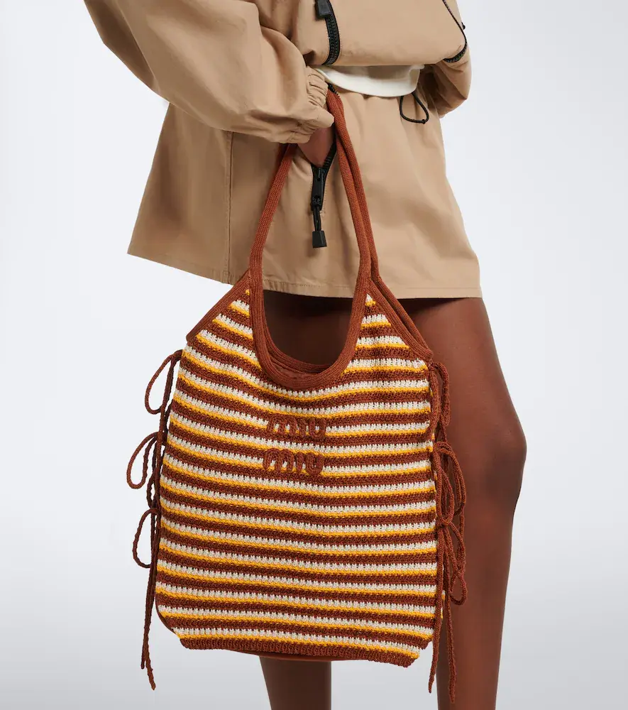 Miu Miu Ivy crochet striped shopper | Thumbnail 7