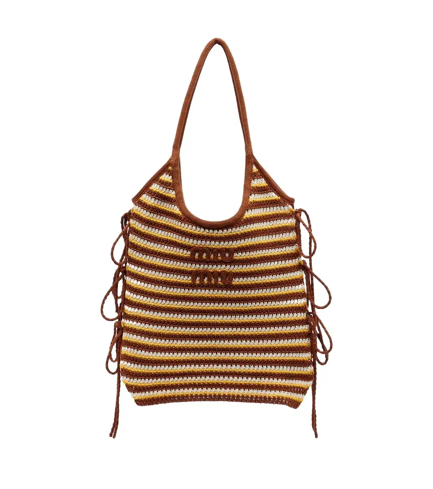 Miu Miu Ivy crochet striped shopper | Image 1 Miu Miu Ivy crochet striped shopper | Image 1