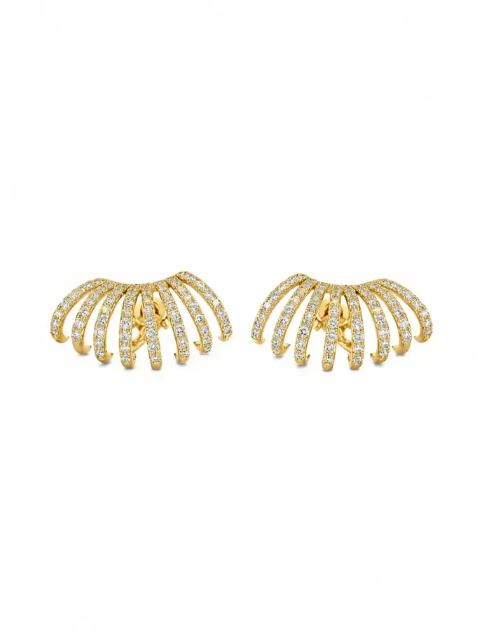 1.55ct Diamond 18K Gold Cluster Earrings