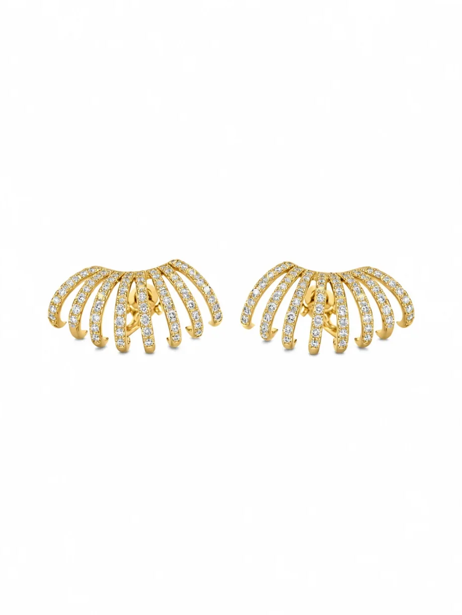 1.55ct Diamond 18K Gold Cluster Earrings 1.55ct Diamond 18K Gold Cluster Earrings