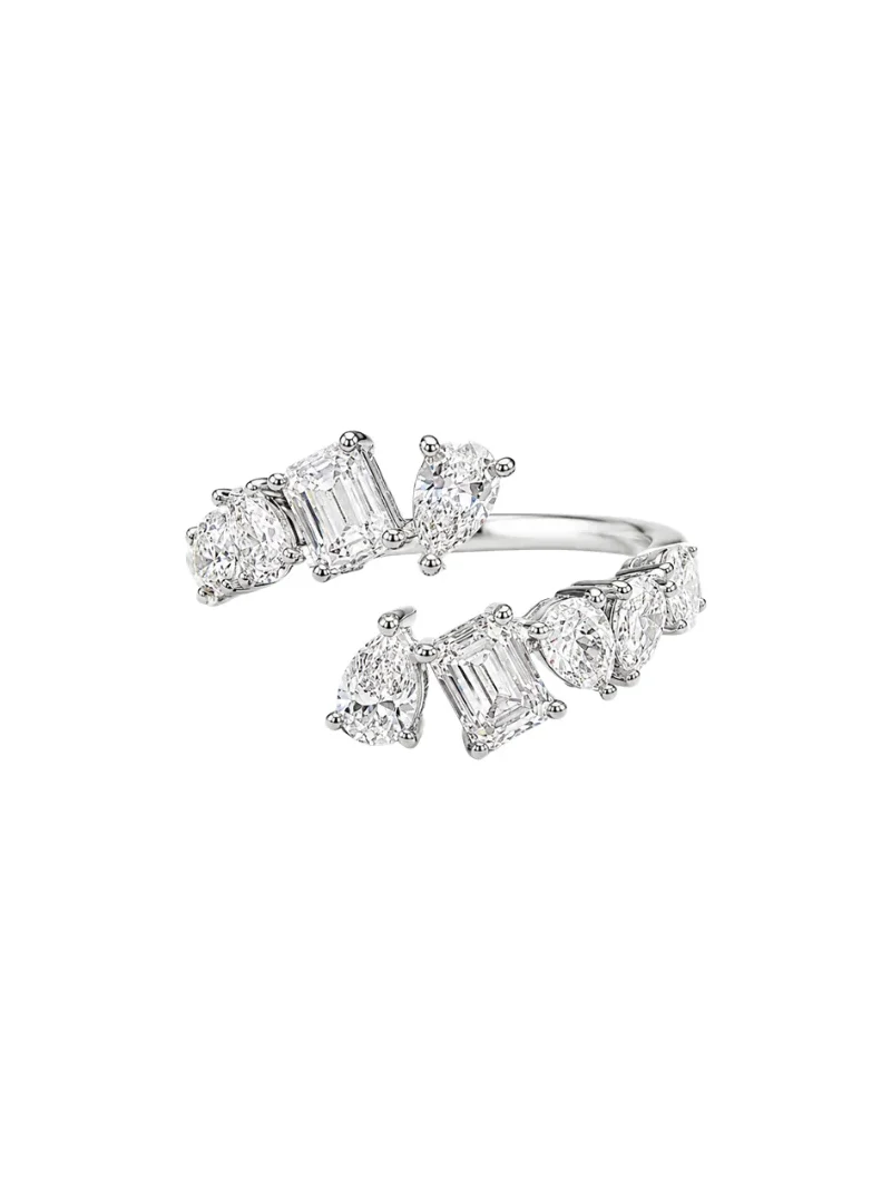 1.64ct Diamond 18K Gold Multi Shape Bypass Ring