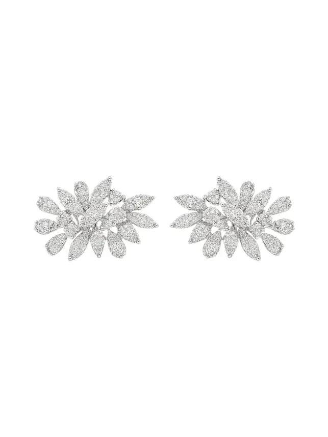 1.90ct Diamond 18K Gold Flower Earring