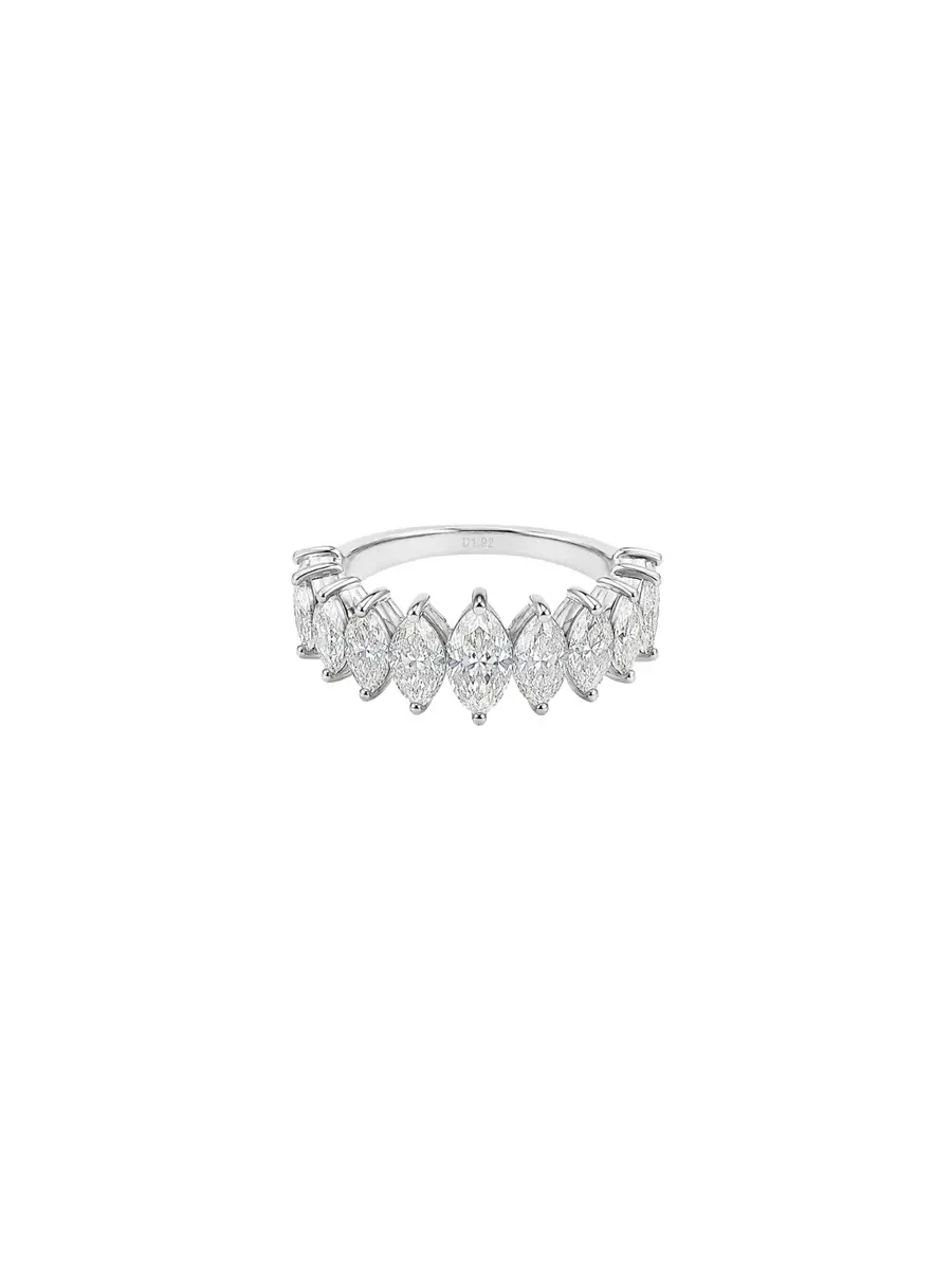 Wish Fine Jewelry 2.16ct Diamond 18K Gold Half Band Marquise Ring | Thumbnail 2 Wish Fine Jewelry 2.16ct Diamond 18K Gold Half Band Marquise Ring | Thumbnail 2