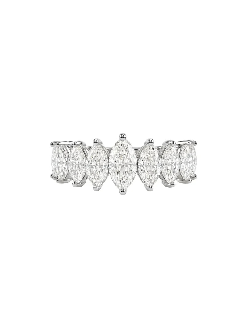 2.16ct Diamond 18K Gold Half Band Marquise Ring