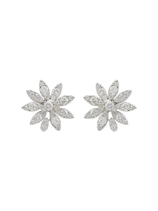 2.26ct Diamond 18K Gold Illusion Flower Stud Earrings