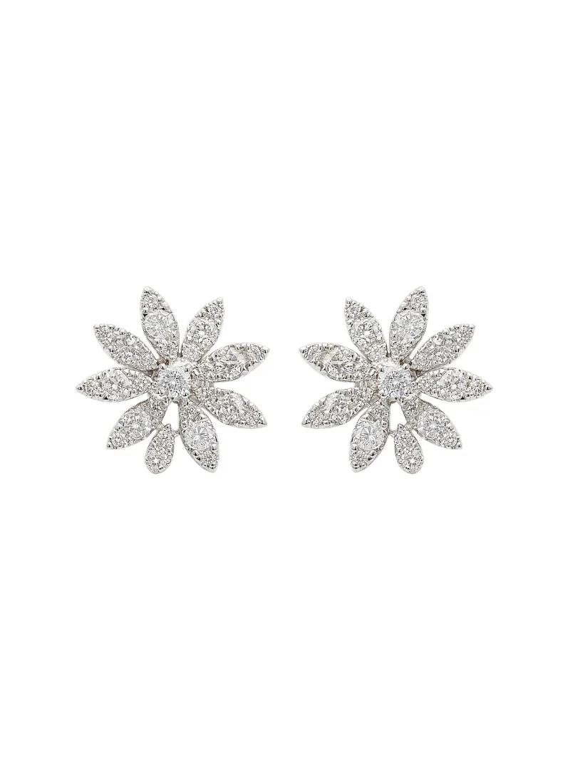 Wish Fine Jewelry 2.26ct Diamond 18K Gold Illusion Flower Stud Earrings