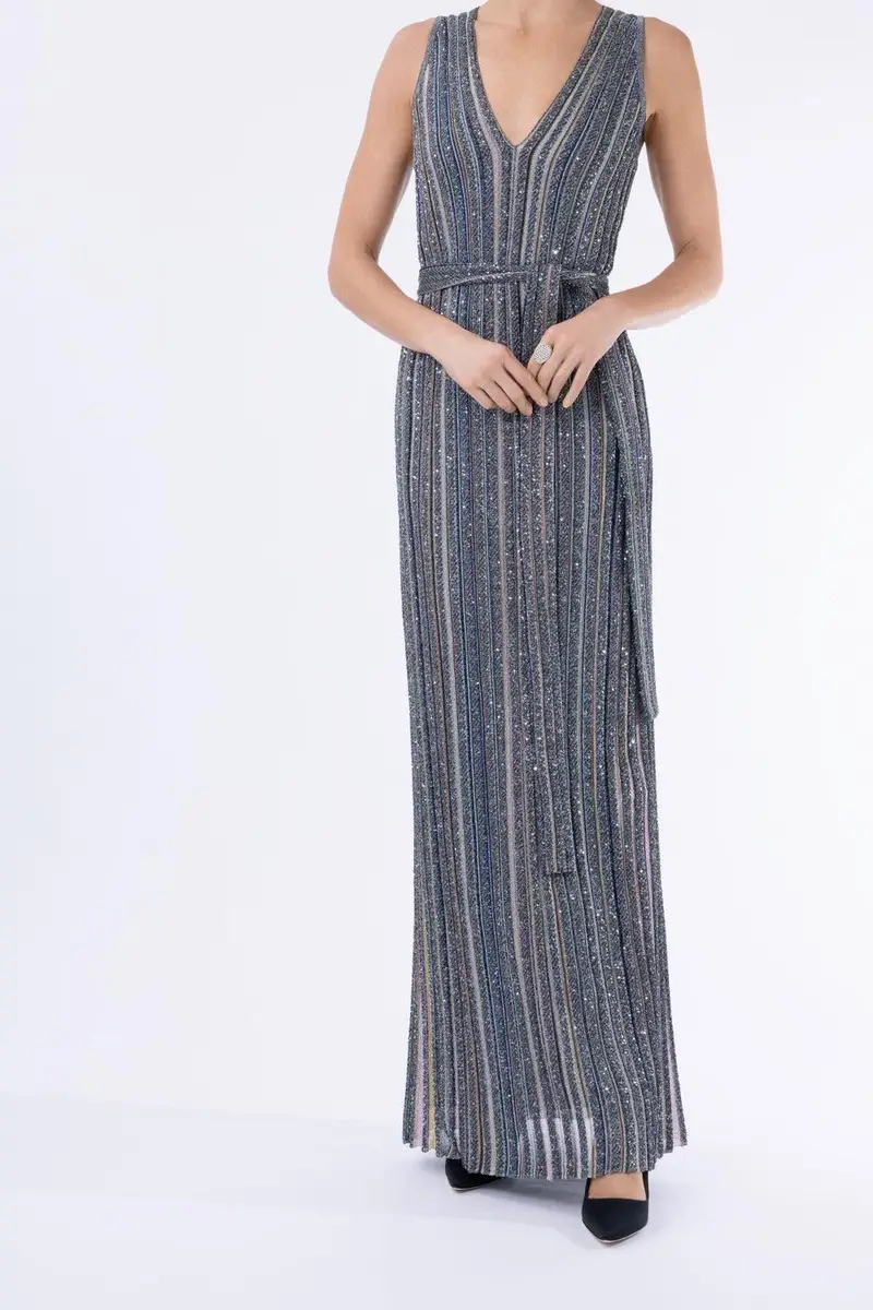 Missoni Sleeveless Long Knit Dress - Multicolor Black | Thumbnail 2 Missoni Sleeveless Long Knit Dress - Multicolor Black | Thumbnail 2
