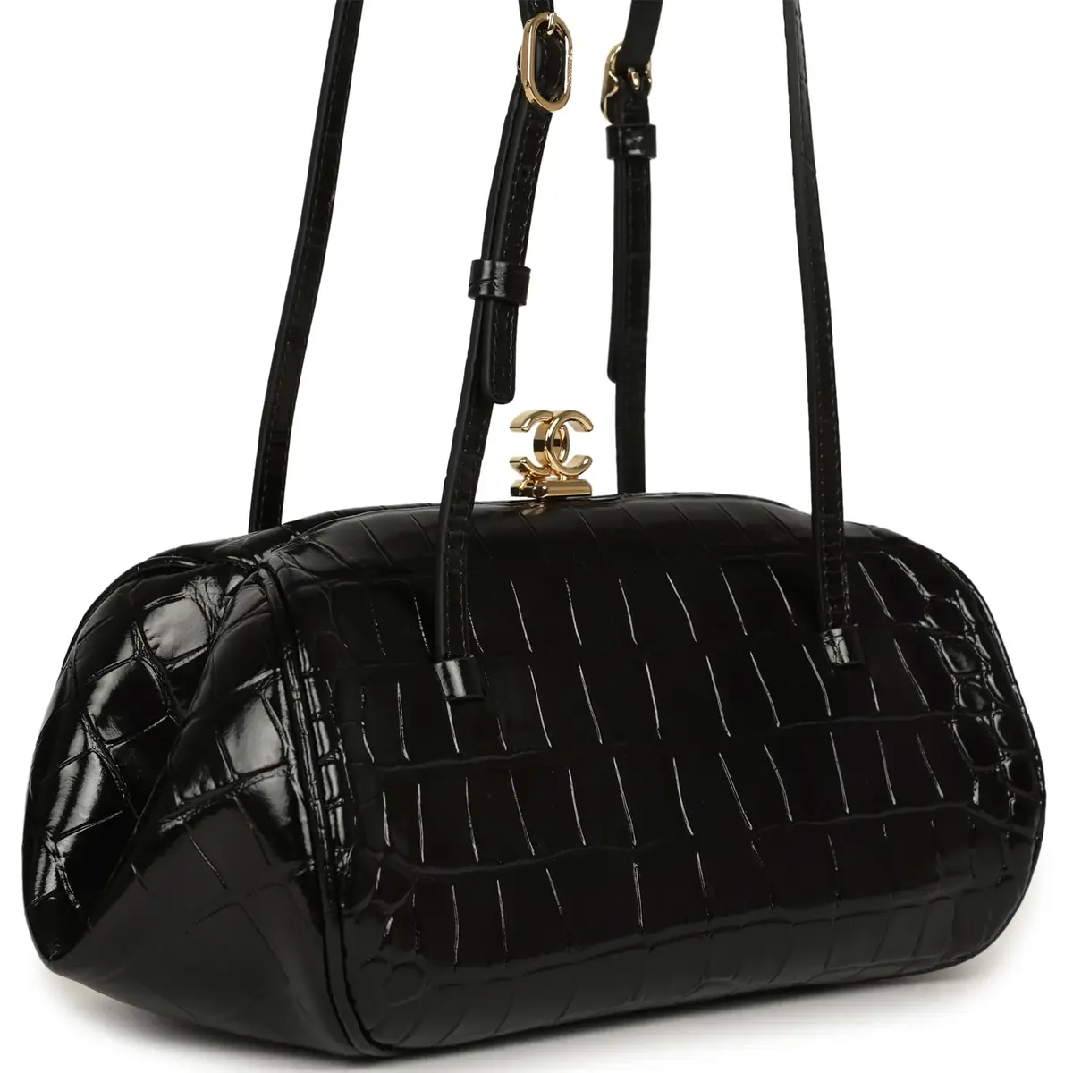 Chanel Chanel Clutch Bag with Leather Straps Black Croc Embossed Calfskin Gold Hardware | Thumbnail 2 Chanel Chanel Clutch Bag with Leather Straps Black Croc Embossed Calfskin Gold Hardware | Thumbnail 2