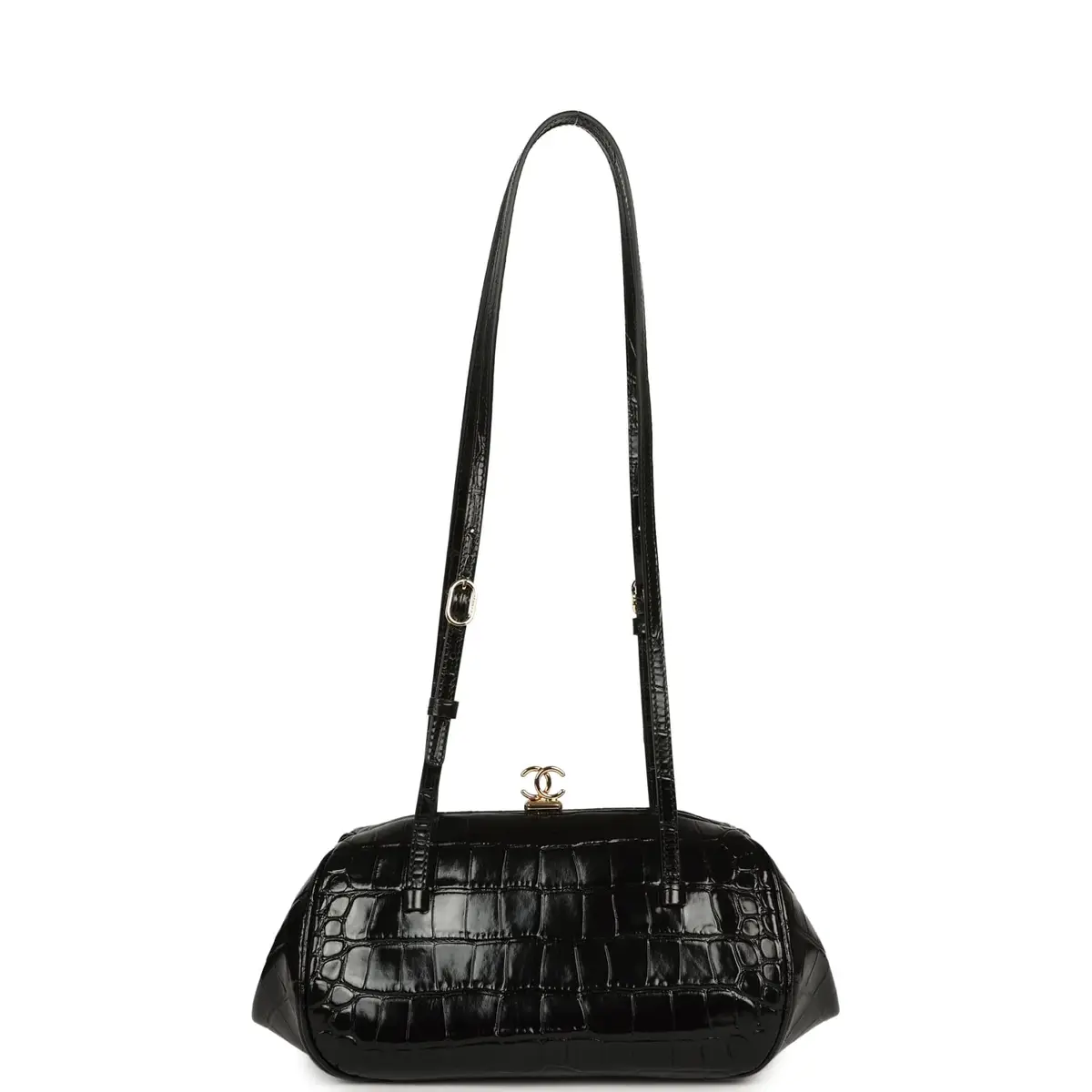 Chanel Chanel Clutch Bag with Leather Straps Black Croc Embossed Calfskin Gold Hardware | Thumbnail 7 Chanel Chanel Clutch Bag with Leather Straps Black Croc Embossed Calfskin Gold Hardware | Thumbnail 7