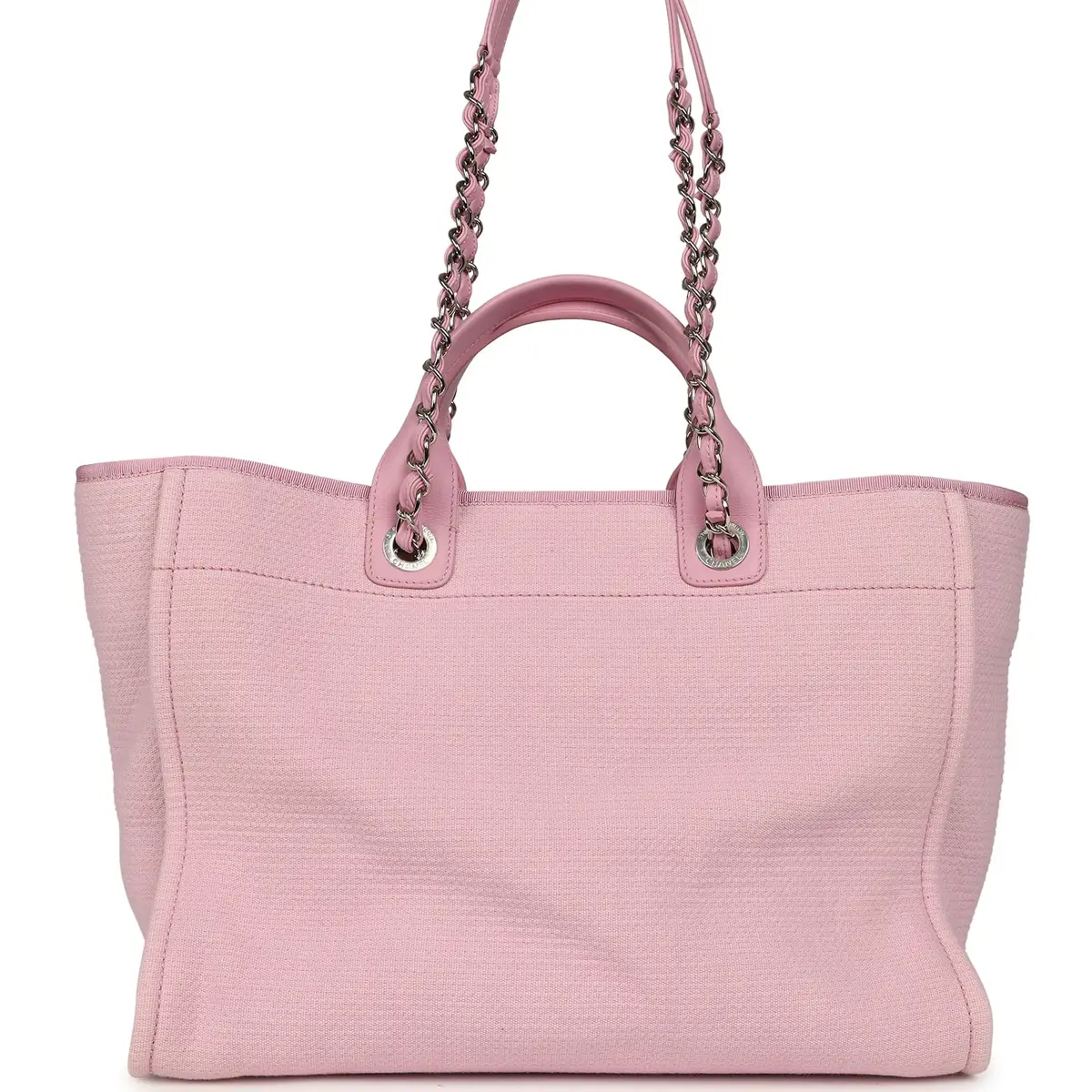 Chanel Chanel Medium Deauville Shopping Tote Pink Canvas Silver Hardware | Thumbnail 4 Chanel Chanel Medium Deauville Shopping Tote Pink Canvas Silver Hardware | Thumbnail 4