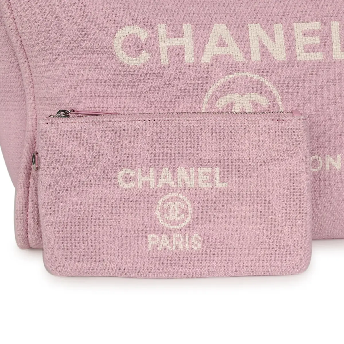 Chanel Chanel Medium Deauville Shopping Tote Pink Canvas Silver Hardware | Thumbnail 7 Chanel Chanel Medium Deauville Shopping Tote Pink Canvas Silver Hardware | Thumbnail 7