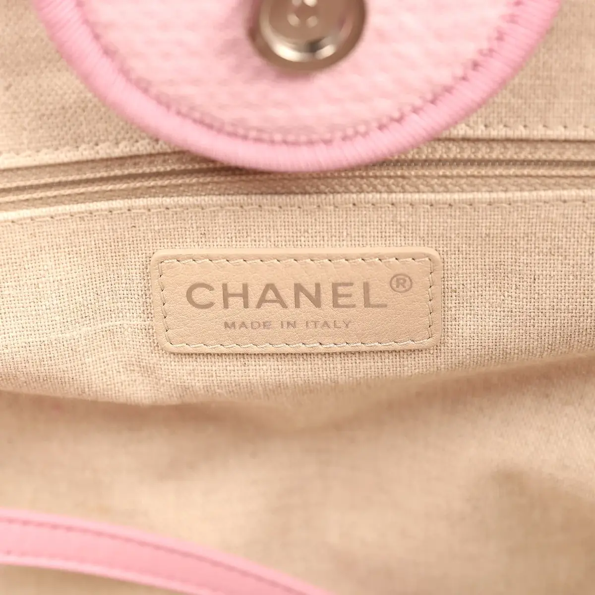 Chanel Chanel Medium Deauville Shopping Tote Pink Canvas Silver Hardware | Thumbnail 10 Chanel Chanel Medium Deauville Shopping Tote Pink Canvas Silver Hardware | Thumbnail 10