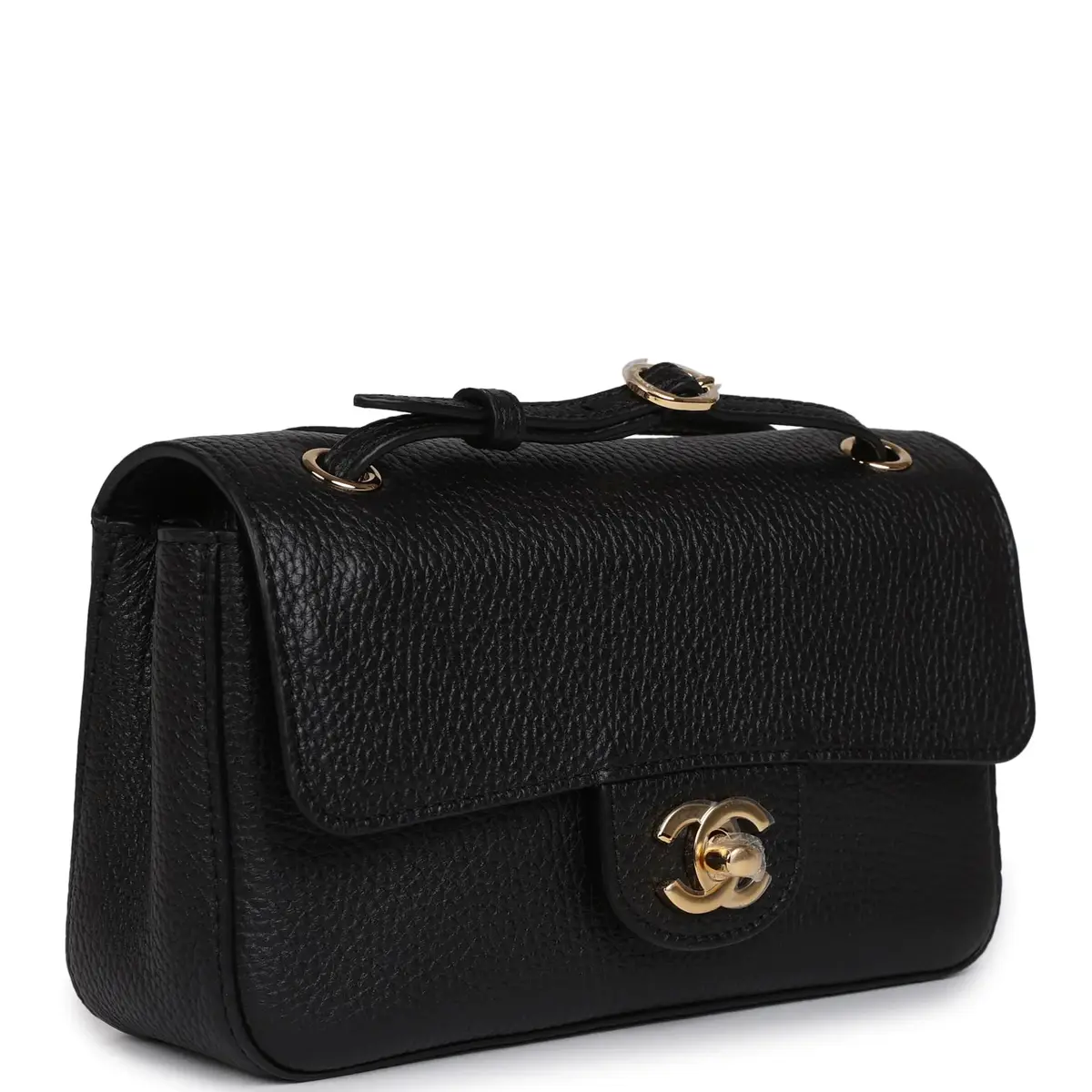 Chanel Chanel Mini "Souplissimo" Flap Bag Black Grained Calfskin Gold Hardware | Thumbnail 2