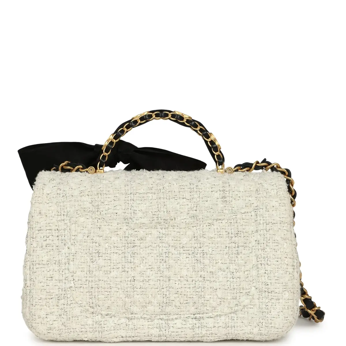 Chanel Chanel Mini CC Rectangular Flap Bag with Top Handle White Tweed Brushed Gold Hardware | Thumbnail 4 Chanel Chanel Mini CC Rectangular Flap Bag with Top Handle White Tweed Brushed Gold Hardware | Thumbnail 4