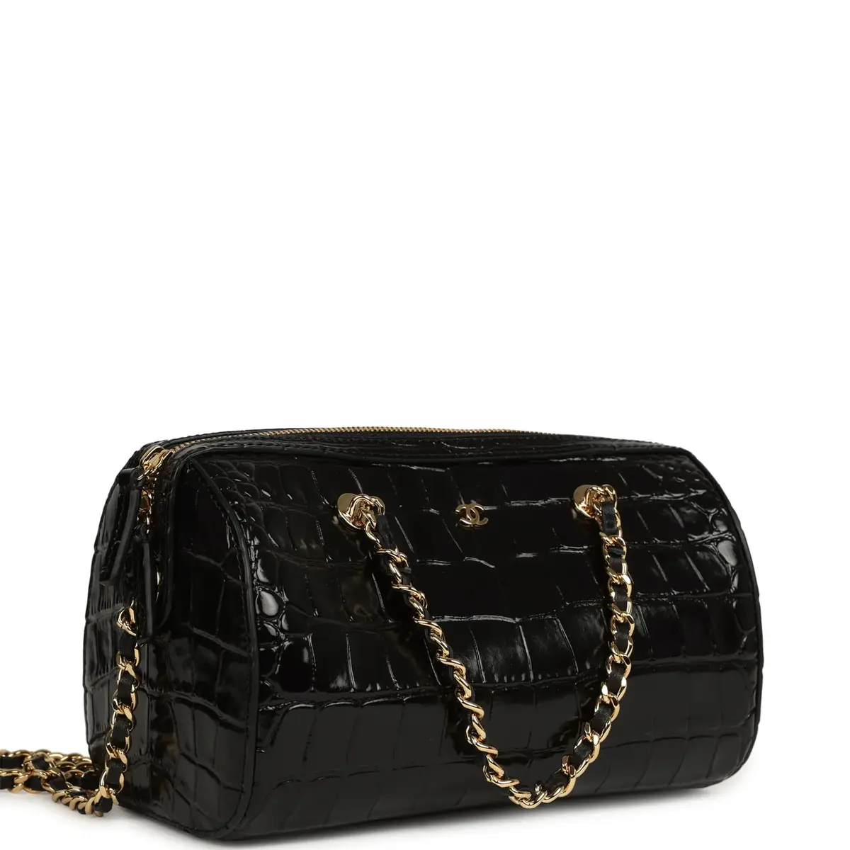 Chanel Chanel Mini Timeless Classic Barrel Bag with Chain Black Croc Embossed Calfskin Gold Hardware | Thumbnail 2