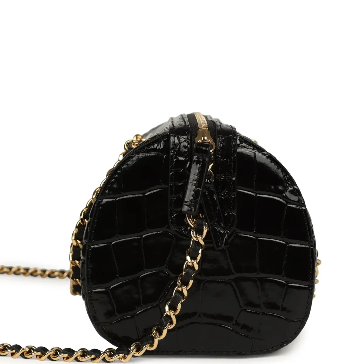 Chanel Chanel Mini Timeless Classic Barrel Bag with Chain Black Croc Embossed Calfskin Gold Hardware | Thumbnail 3