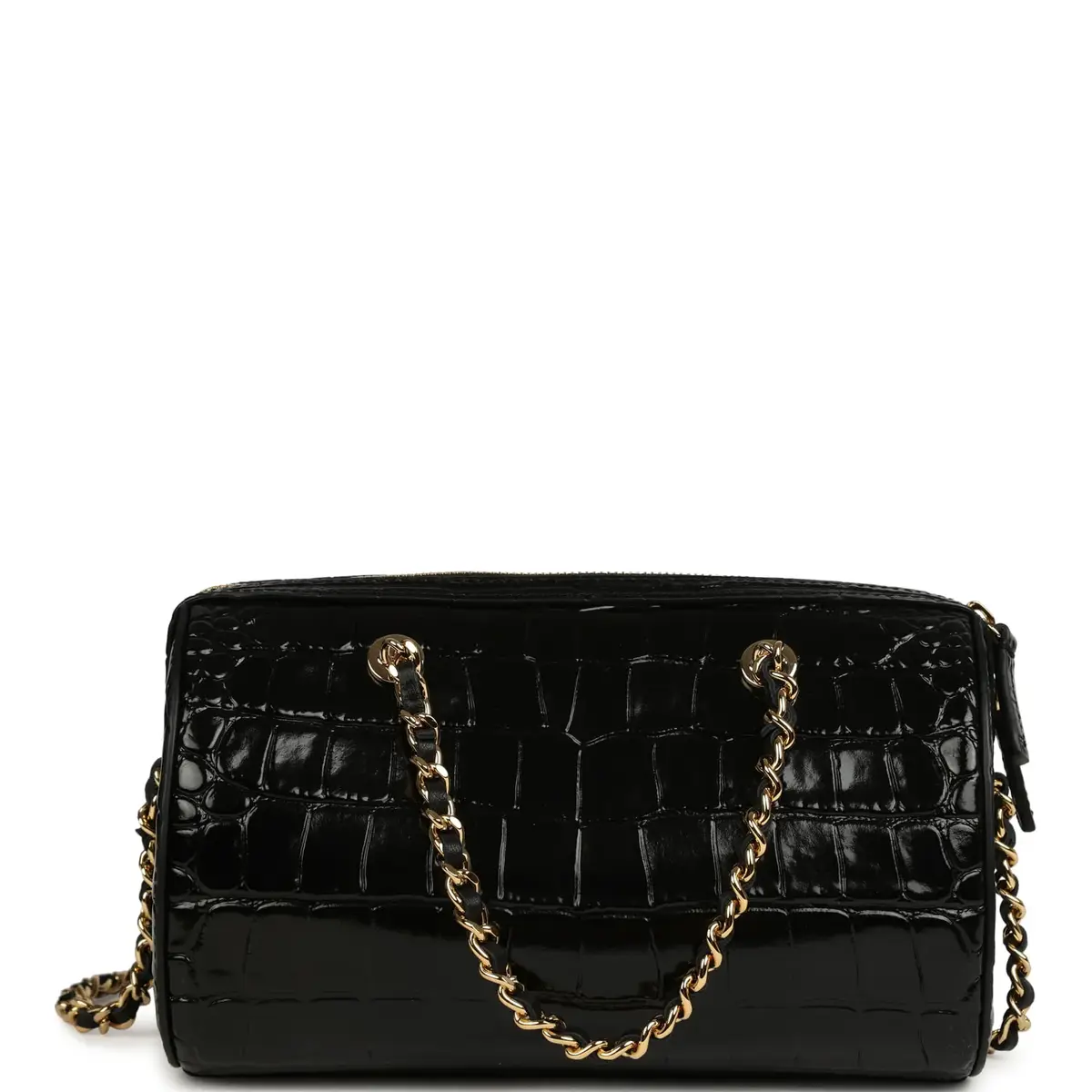 Chanel Chanel Mini Timeless Classic Barrel Bag with Chain Black Croc Embossed Calfskin Gold Hardware | Thumbnail 4