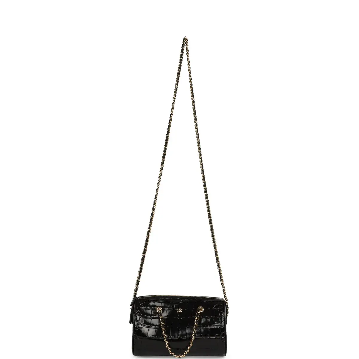 Chanel Chanel Mini Timeless Classic Barrel Bag with Chain Black Croc Embossed Calfskin Gold Hardware | Thumbnail 8