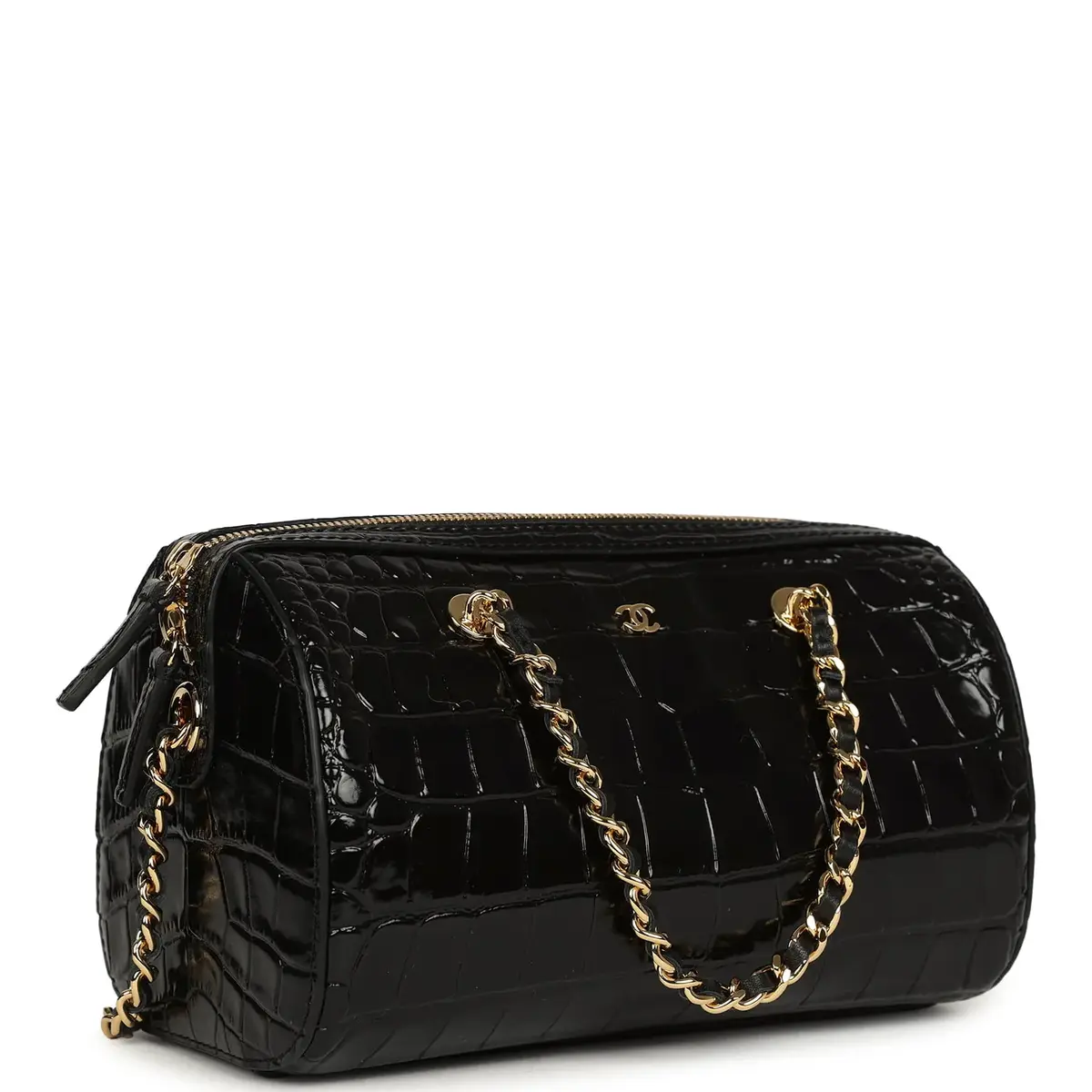 Chanel Chanel Mini Timeless Classic Barrel Bag with Chain Black Croc Embossed Calfskin Gold Hardware | Thumbnail 2