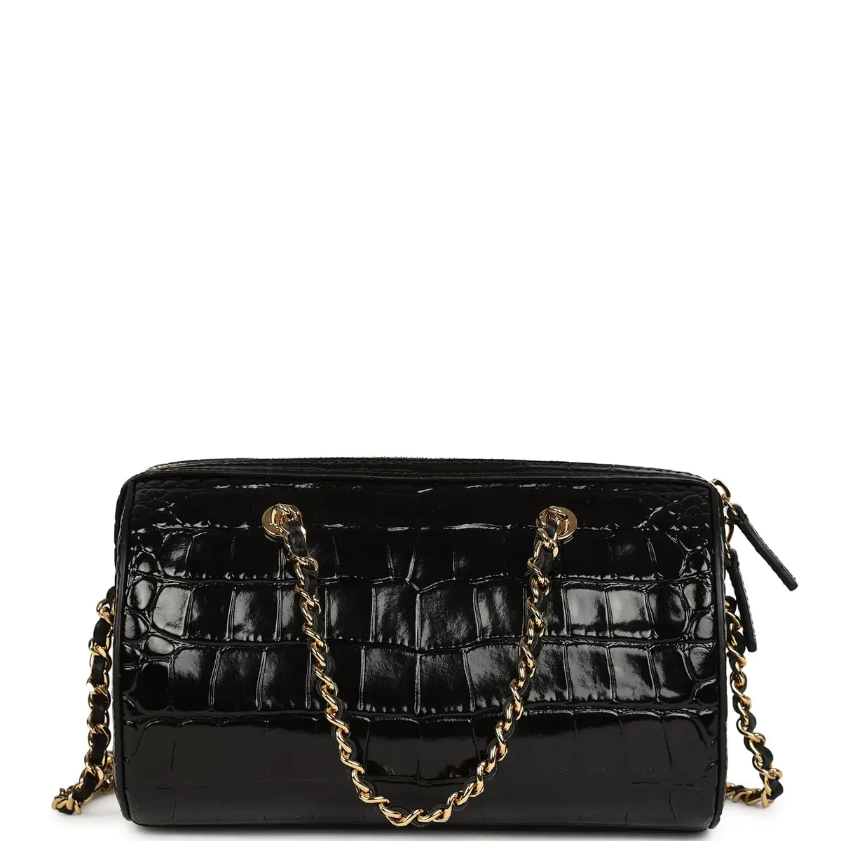 Chanel Chanel Mini Timeless Classic Barrel Bag with Chain Black Croc Embossed Calfskin Gold Hardware | Thumbnail 4