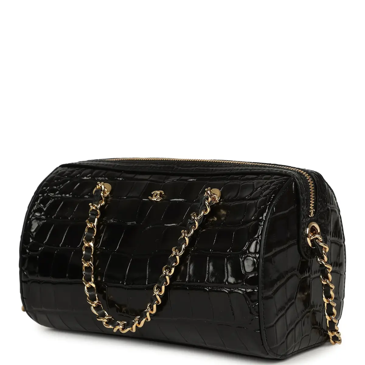 Chanel Chanel Mini Timeless Classic Barrel Bag with Chain Black Croc Embossed Calfskin Gold Hardware | Thumbnail 5