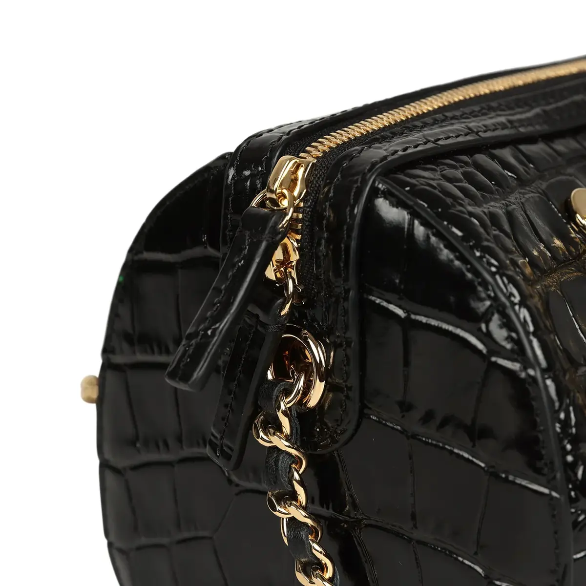 Chanel Chanel Mini Timeless Classic Barrel Bag with Chain Black Croc Embossed Calfskin Gold Hardware | Thumbnail 6