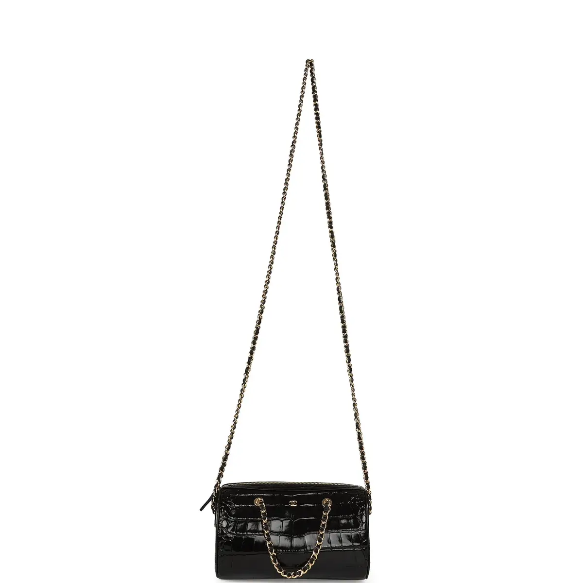 Chanel Chanel Mini Timeless Classic Barrel Bag with Chain Black Croc Embossed Calfskin Gold Hardware | Thumbnail 7