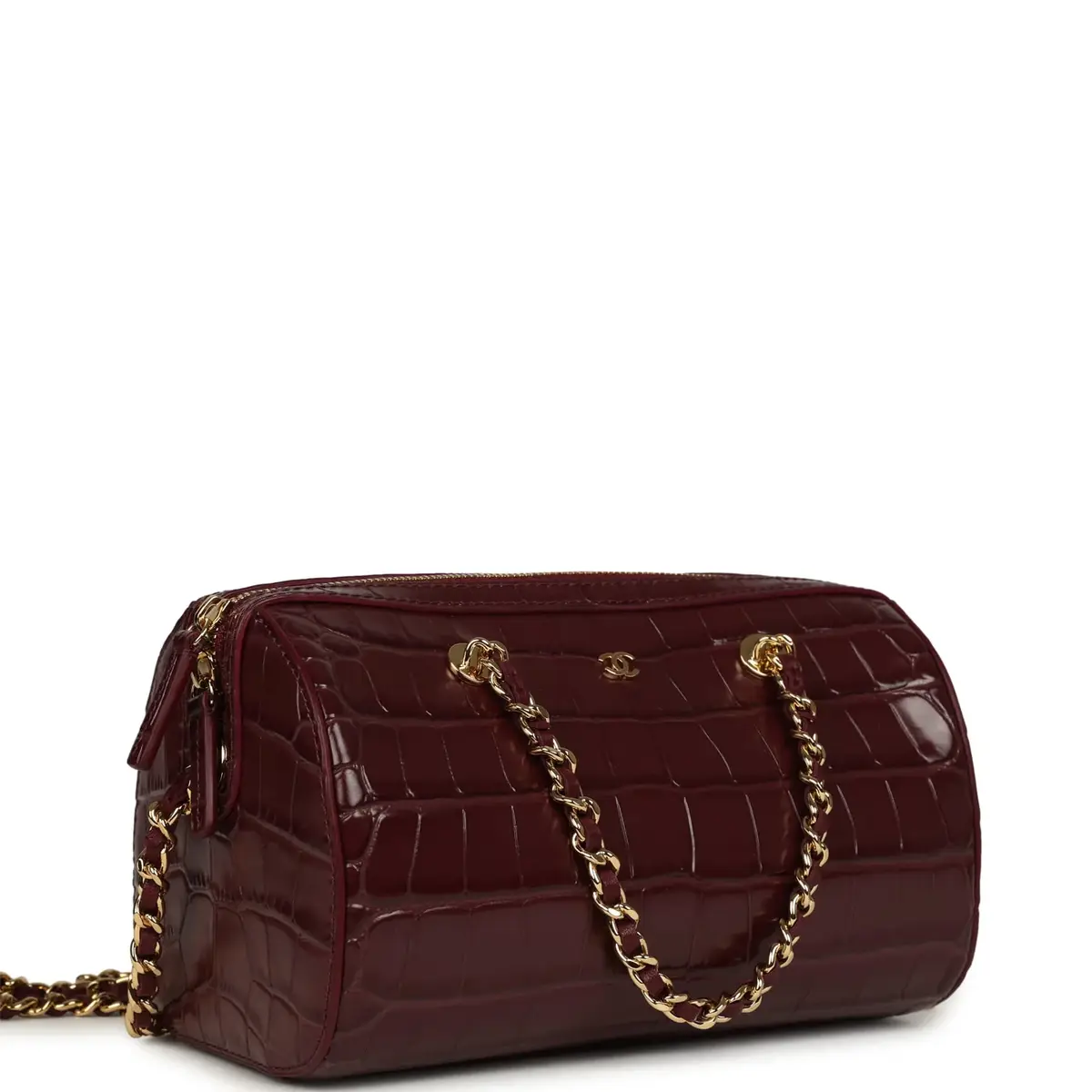 Chanel Chanel Mini Timeless Classic Barrel Bag with Chain Dark Burgundy Croco Embossed Calfskin Gold Hardware | Thumbnail 2 Chanel Chanel Mini Timeless Classic Barrel Bag with Chain Dark Burgundy Croco Embossed Calfskin Gold Hardware | Thumbnail 2